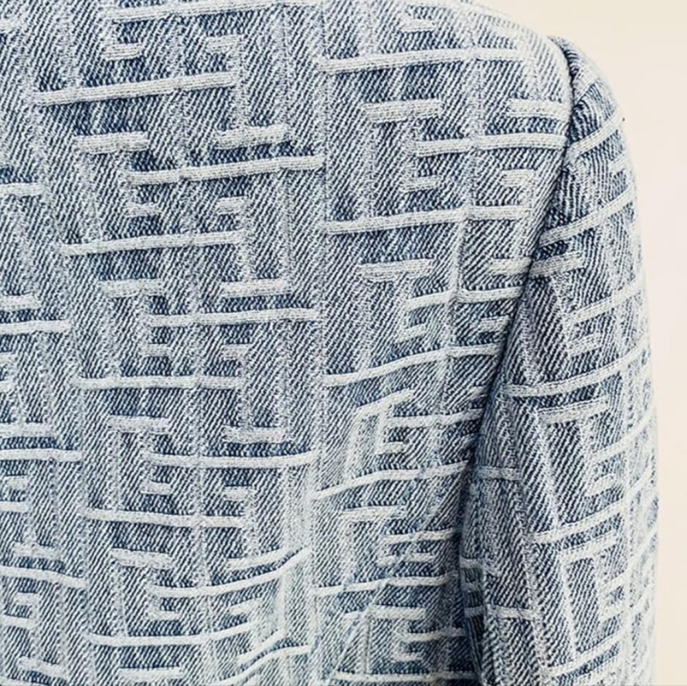 ❤NWT Double Breasted Jacquard Denim fully lined Blazer XL - Picture 9 of 10